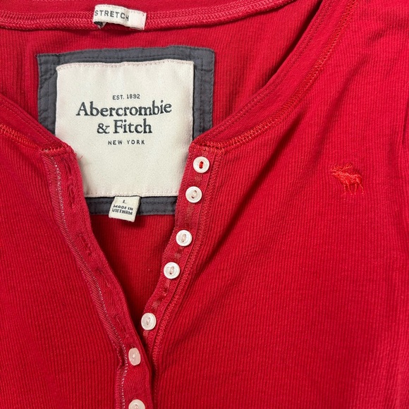 Abercrombie & Fitch y2k henley Red Long Sleeve Top - Picture 3 of 5